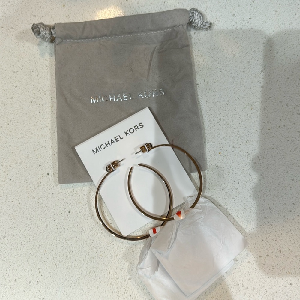 Michael Kors Rose Gold Extra Large Rounded Hoops - Picture 3 of 6